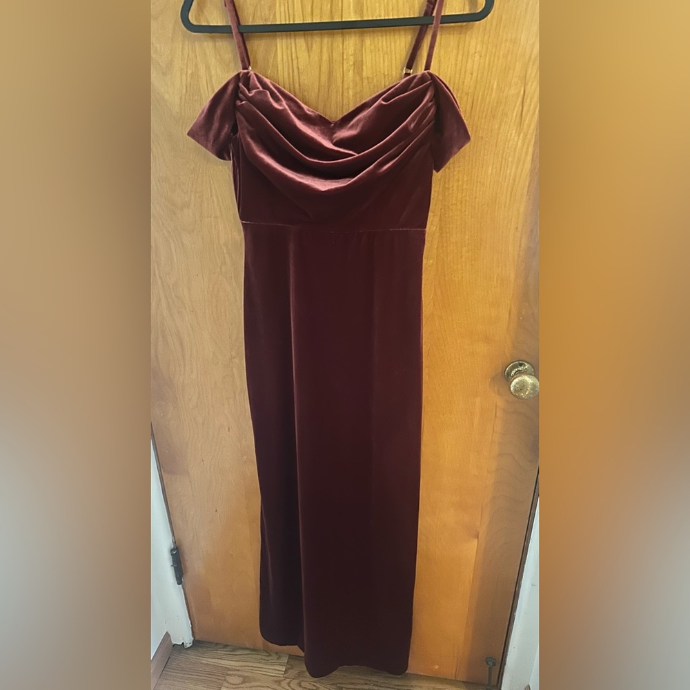 Revelry Velvet Bridesmaid Dress in Burgundy